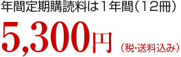 年間定期購読料は1年間（12冊）5,300円